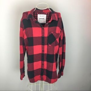 5/$20 Garage Boyfriend Plaid Button Down Flannel
